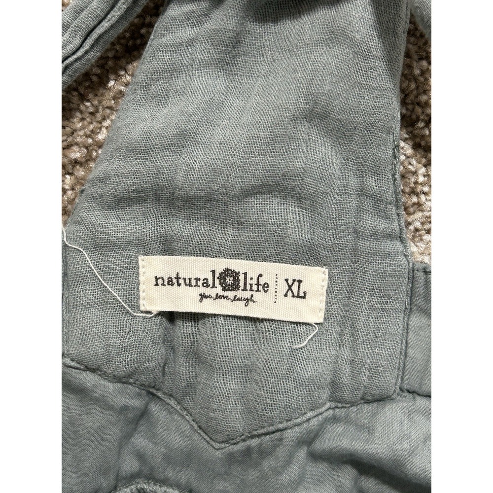 Natural Life Women's XL Dakota Tie Overall Gauze Grayish Blue Boho Wide Leg - Picture 6 of 10